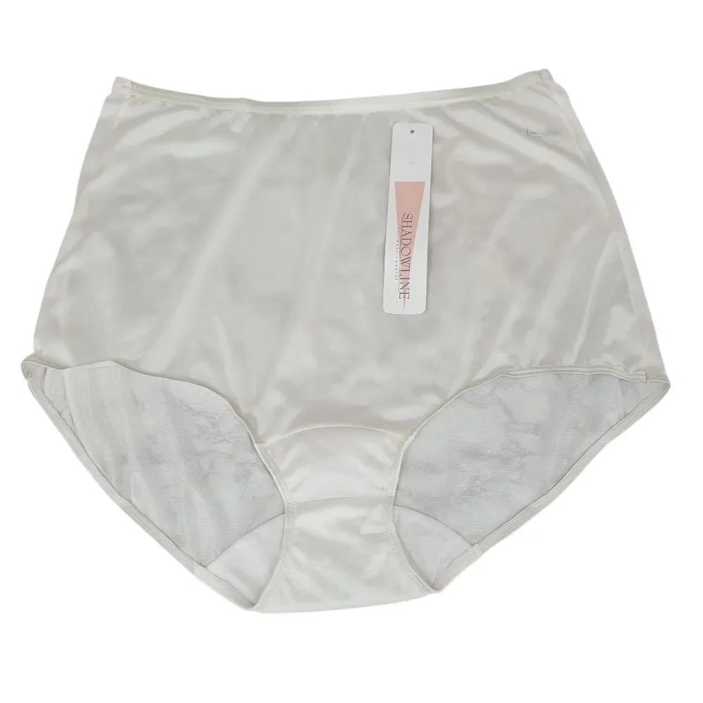 Shadowline 17032 Vintage 90s Women's Cream High Waist Full Briefs Panty